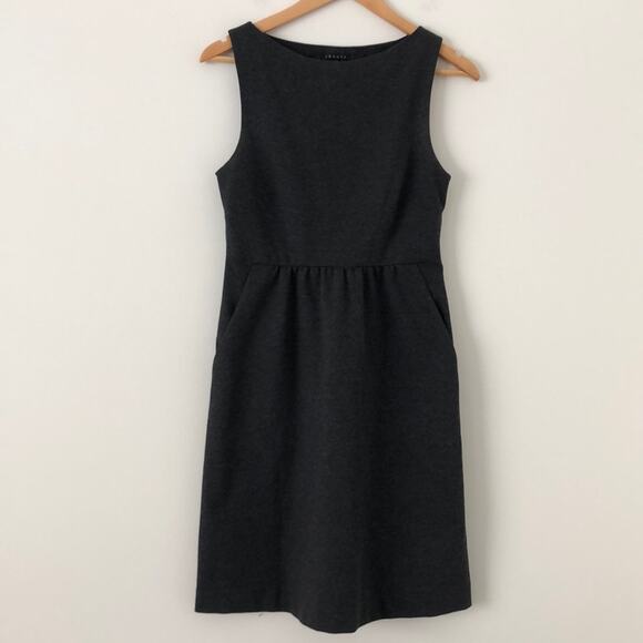 Theory Sheath Cotton Office Dress Grey with Pockets Size 6 - Picture 2 of 9